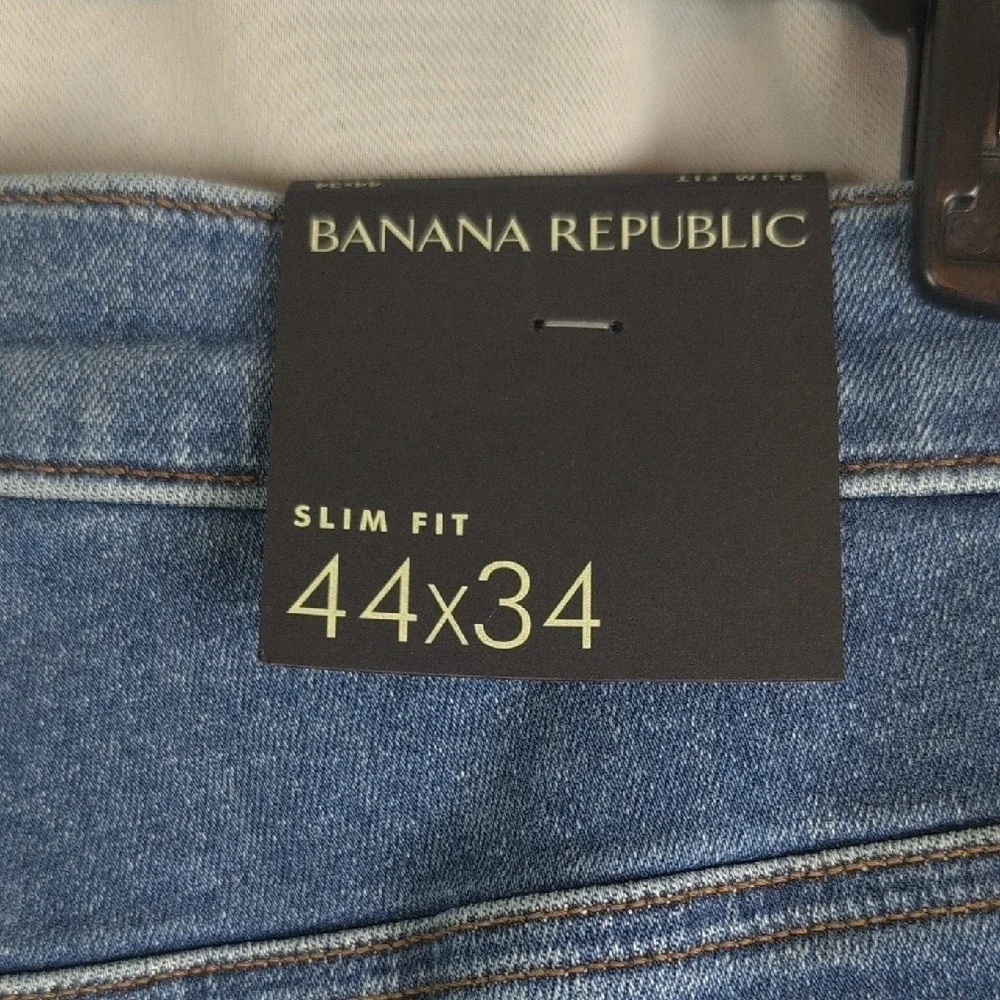 Banana Republic‎ Slim Fit 44x34 Mens Mid Rise Jeans Blue Wash Denim New